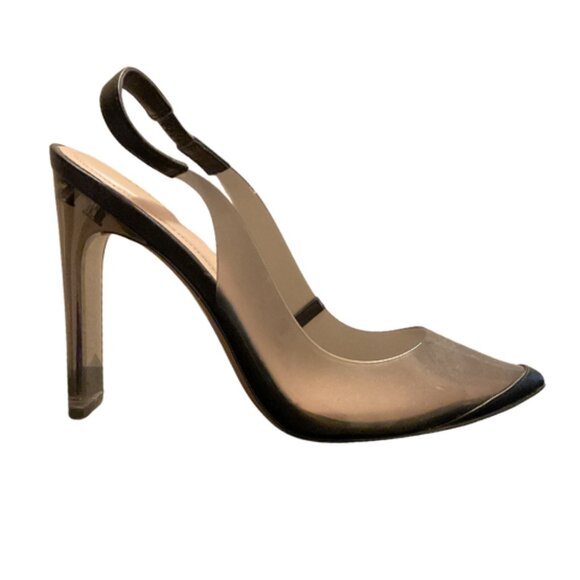 ALDO Clear PVC Slingback Heels | Transparent Pointed Toe | Black Trim - Picture 1 of 6